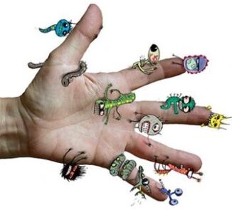 germs and parasites on human hands